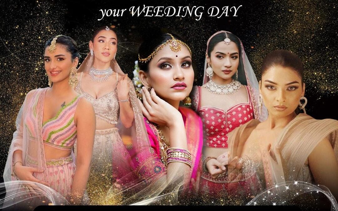 Beautiful South Indian bridal attire showcase.